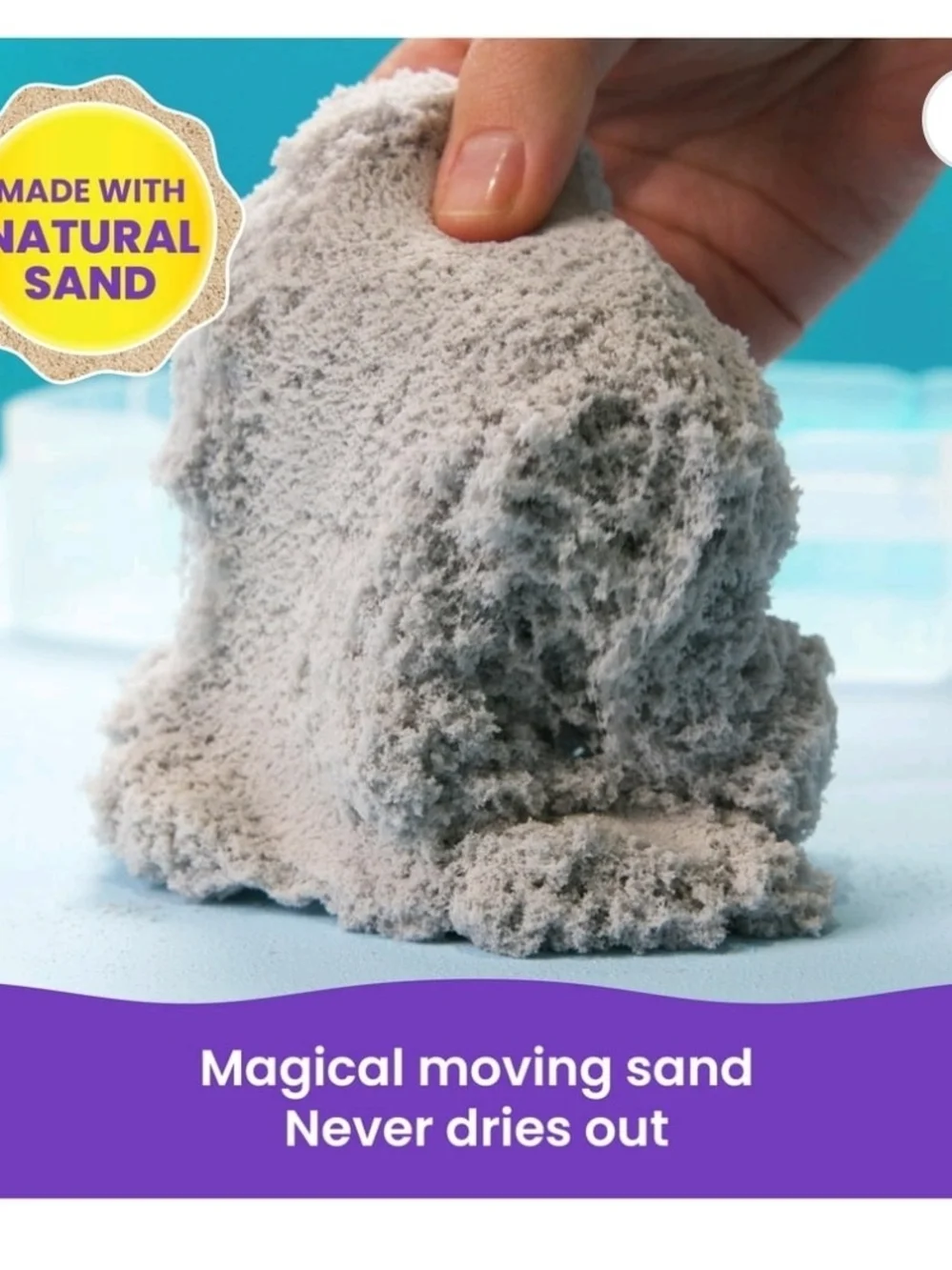 Kinetic Sand, Splash Starter Case with 6oz Color-Change Play Sand, 3 Tools Molds